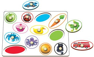 Knobbed Circles and Ovals Colour Match Puzzle 12pcs