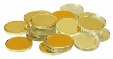 Plastic Mirrors Round Gold 25pcs