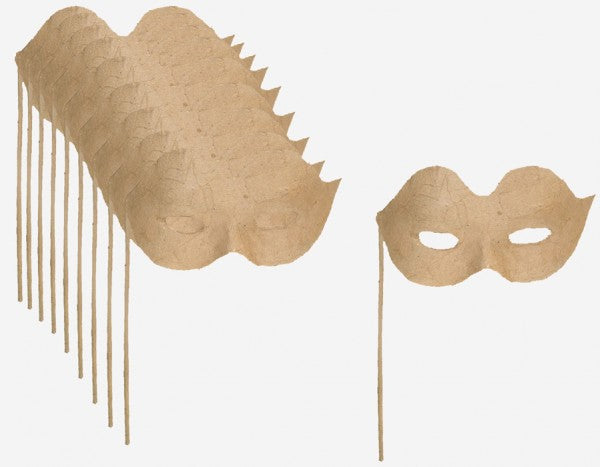 Papier Mache Eye Mask On Stick 10pcs