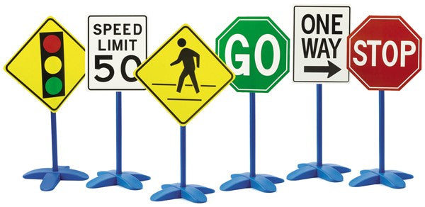 Large Plastic Traffic Signs 6pcs