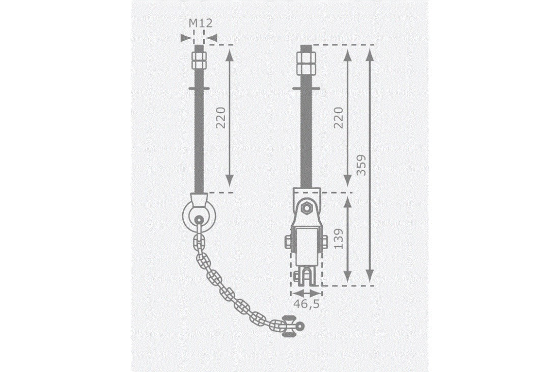 Commercial BOLT THROUGH Swing Hook with Cardan Joint and Safety Chain