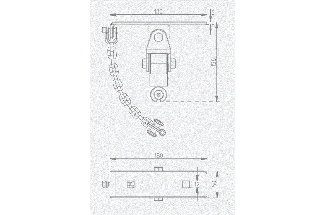 Commercial FLAT PLATE Swing Hook with Cardan Joint and Safety Chain
