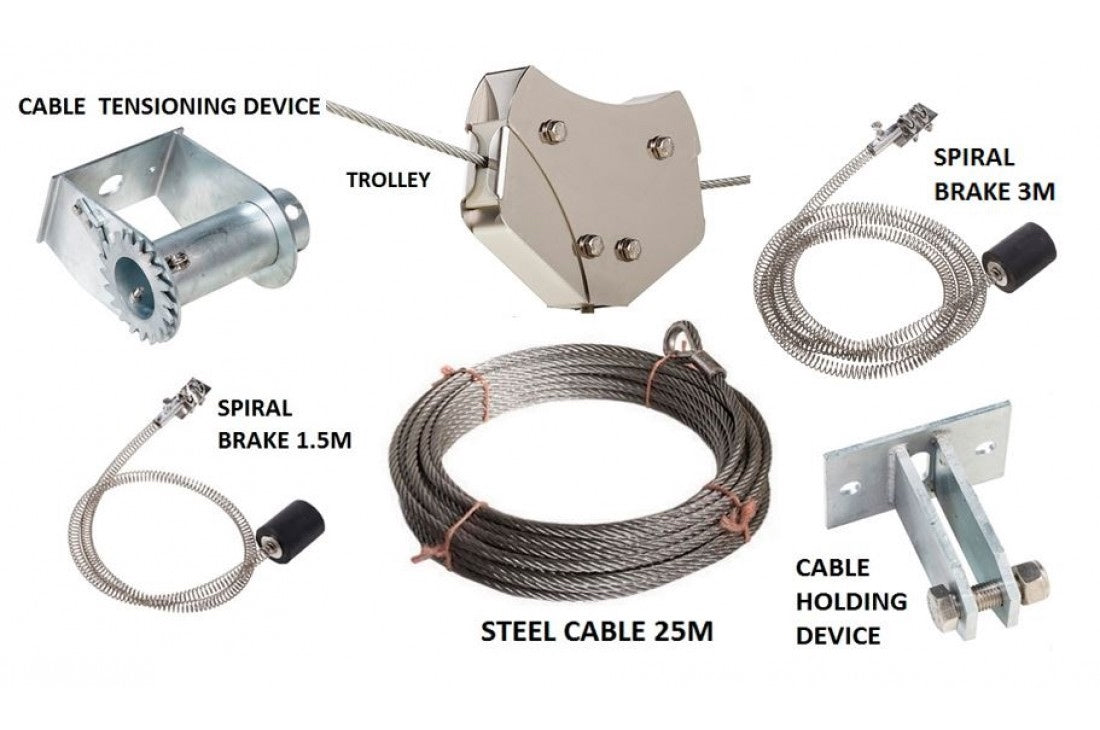 Commercial Zip Line Complete Kit 25m With Monkey Hanger