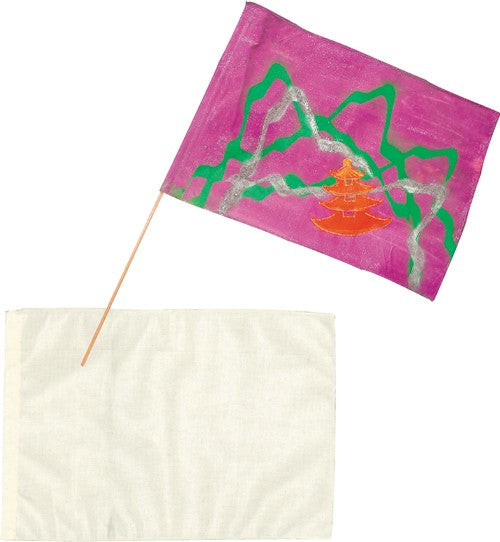 Large Calico Flag Blanks with Wooden Poles 30pcs