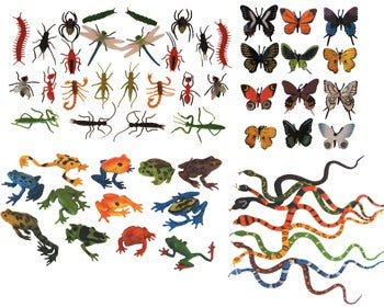 Collection of Frogs, Snakes, Insects and Butterflies 56pcs