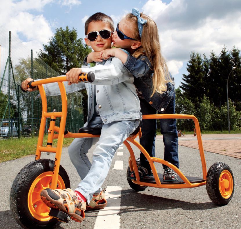 TT Series Chariot Trike – 2 Rider Childcare Tricycle with Passenger Platform