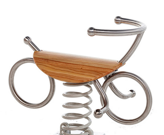 Stainless Steel and Timber BIKE Spring Rocker - In Ground Anchor