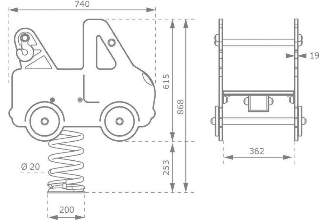 Tow Truck Spring Rocker - In Ground Anchor