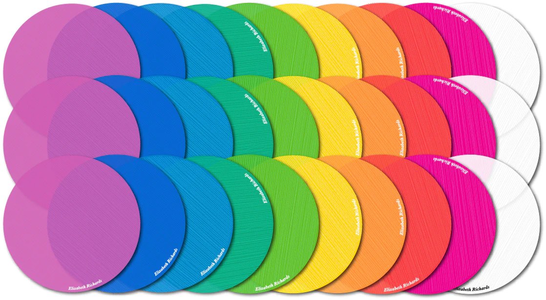 Multicolour Hook and Loop Placement Markers 14cm Diam x 30pcs