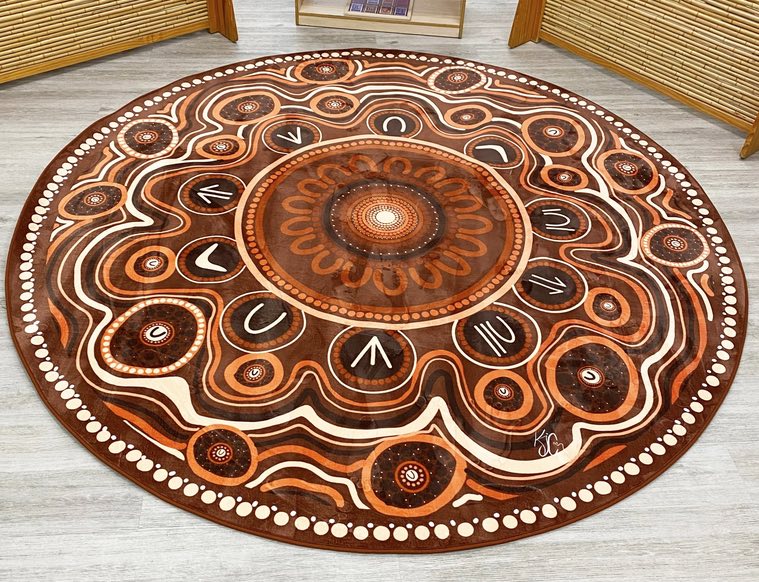 Aboriginal Art Yarning Circle Carpet 2.5m Diameter