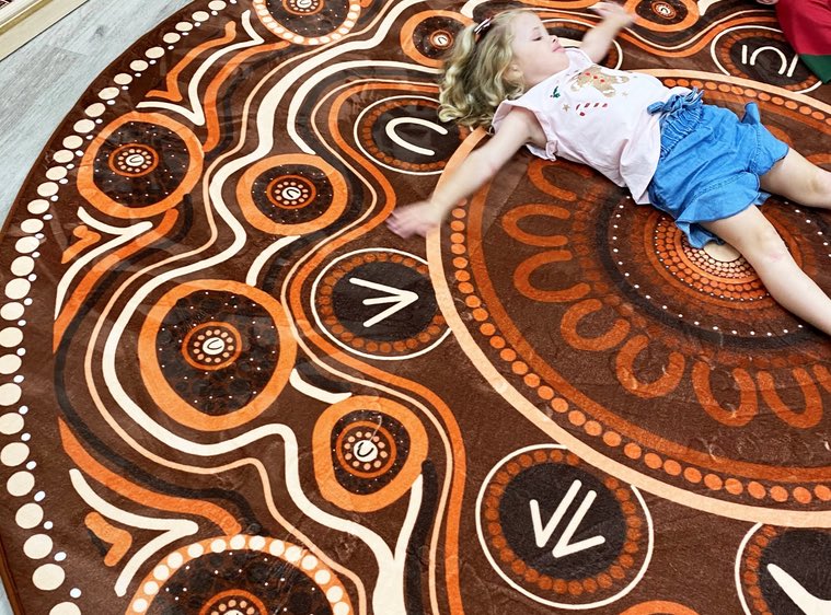 Aboriginal Art Yarning Circle Carpet 2.5m Diameter
