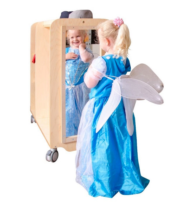 Maple Laminate Dress Up Trolley With Mirror and Storage