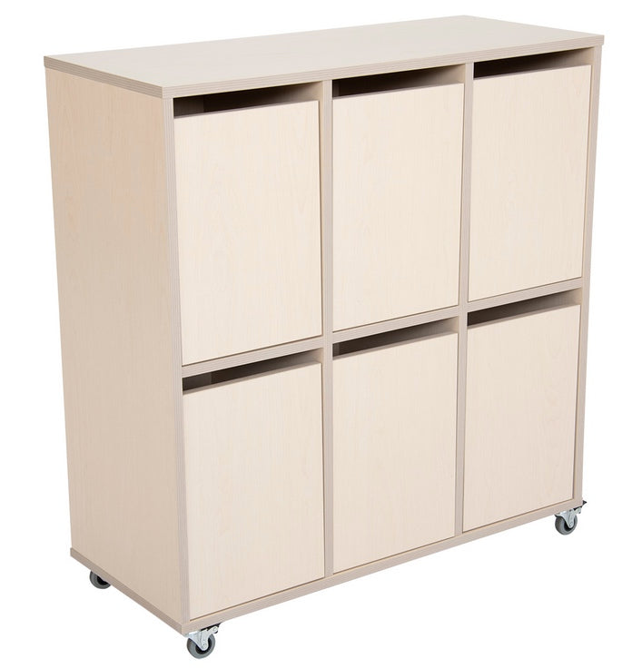 Maple Laminate 6 Space Locker Unit With Doors 90cmW x 38cmD x 90cmH
