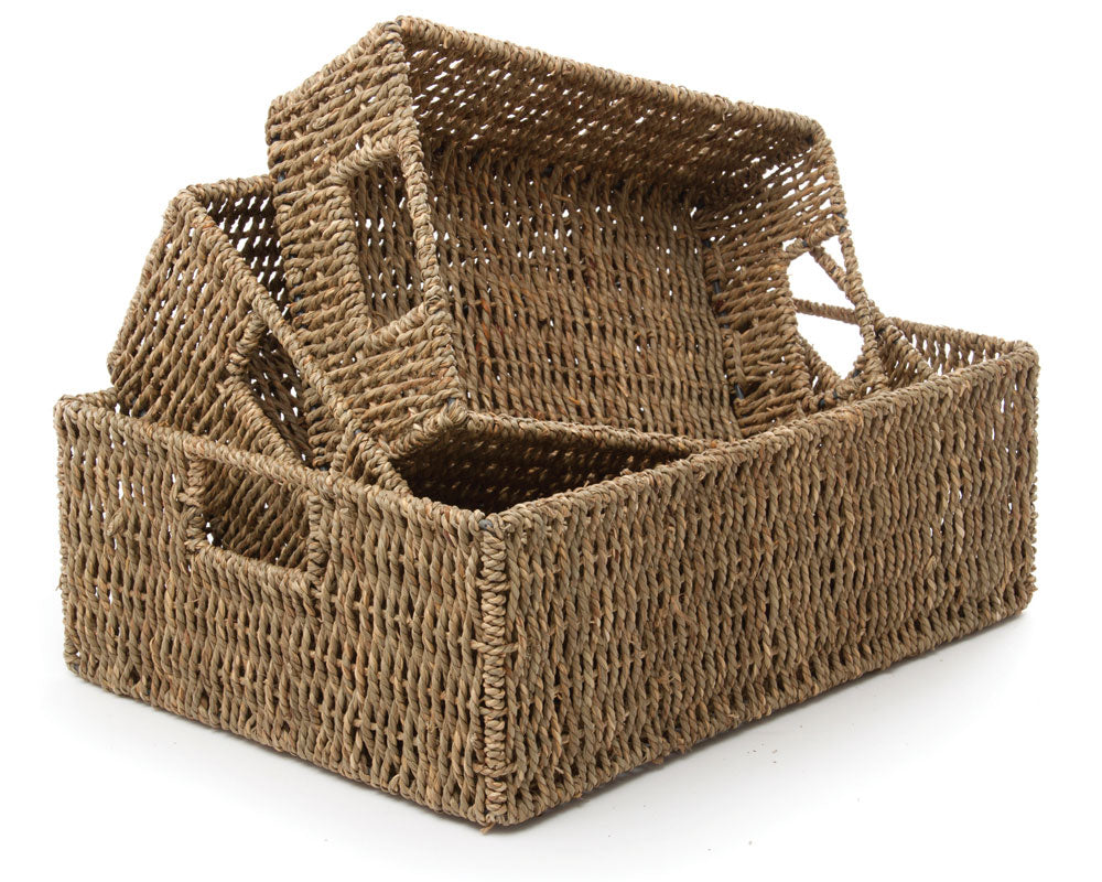 Seagrass Rectangular Baskets Set of 3