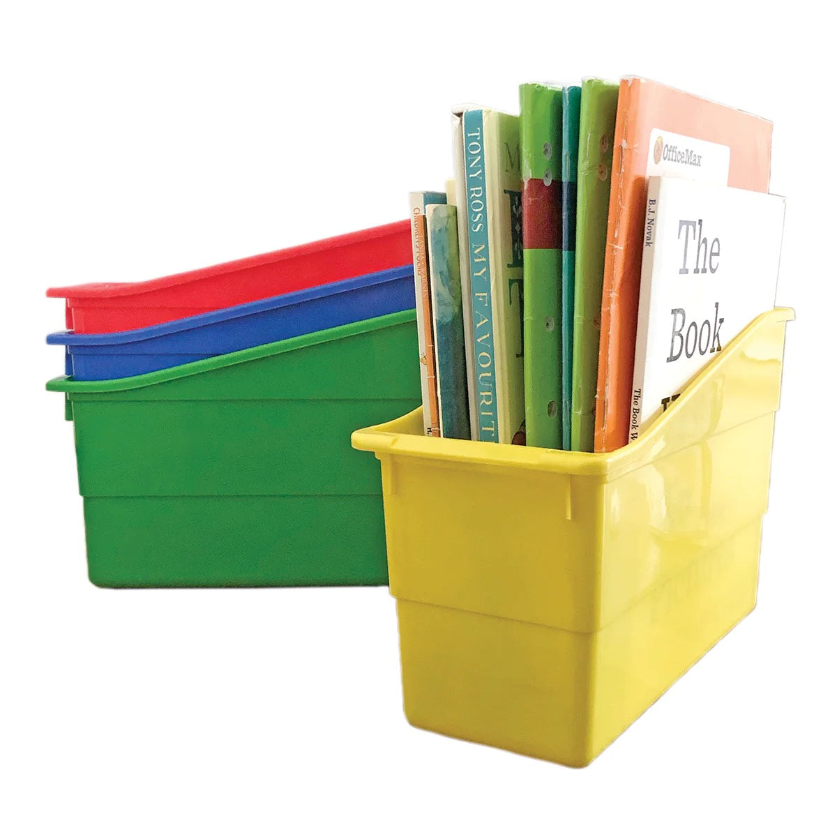 Classroom Book Tubs – Set of 4 (Red, Yellow, Blue & Green)