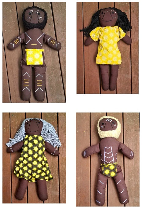 Aboriginal 45cmH Fabric Dolls Set of 4