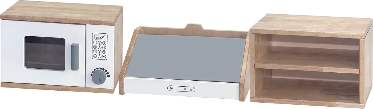 Solid Timber Microwave, Rangehood and Overhead Cupboard Set White Series