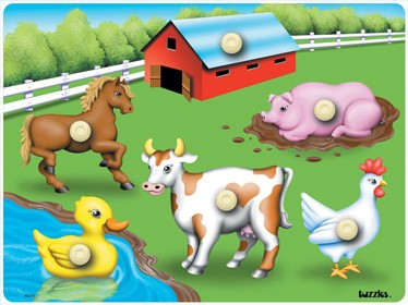 Knobbed Farm Animals Puzzle 6pcs