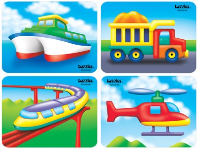 Vehicles Raised Puzzle Set of 4