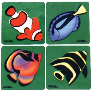 Tropical Fish Raised Puzzle Set of 4
