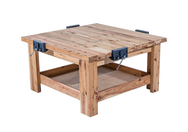 Large Outdoor Cypress Pine Carpentry Bench With 4 Vices