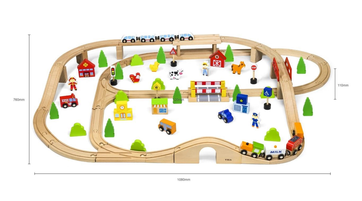 Large Train Set with Accessories 90pcs