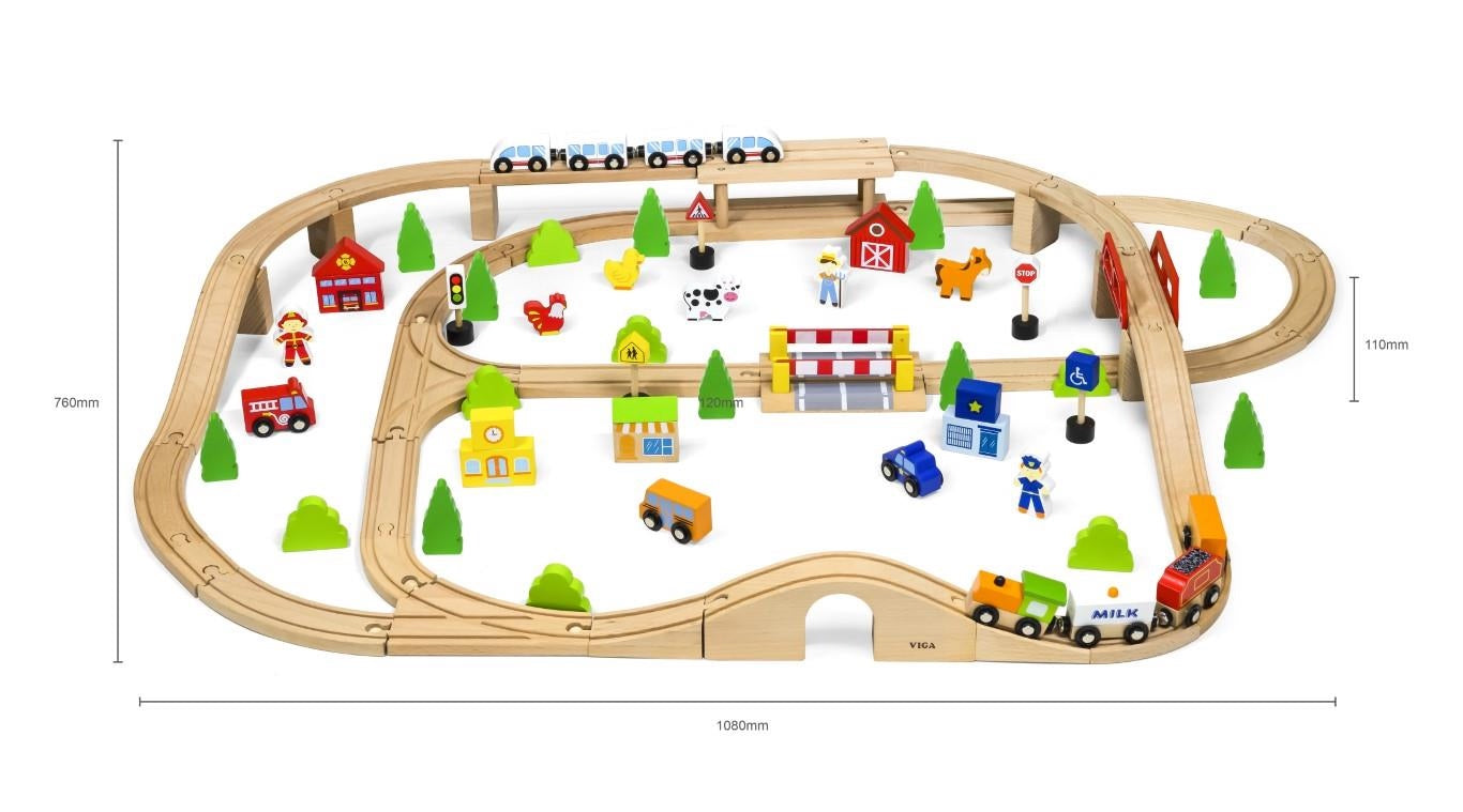 Large Train Set with Accessories 90pcs