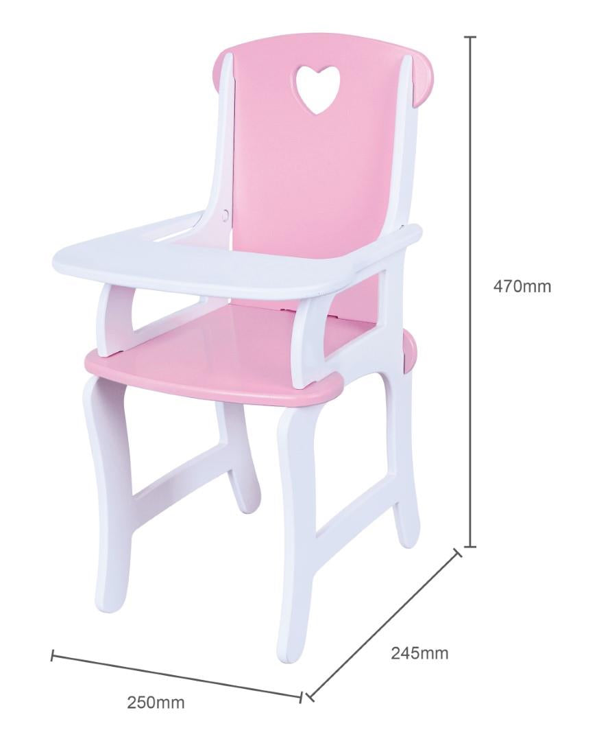 Wooden Doll's High Chair Pink