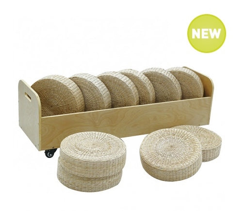 Ten Seagrass Cushions and Cushion Trolley