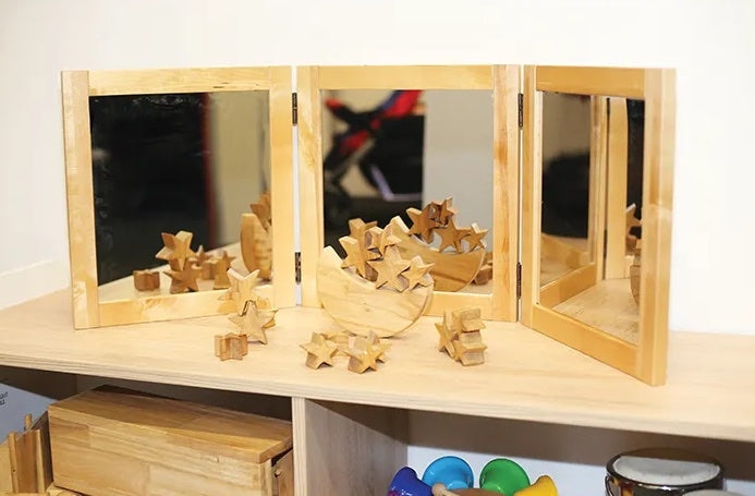 Solid Birch Table Top Triple Mirrors