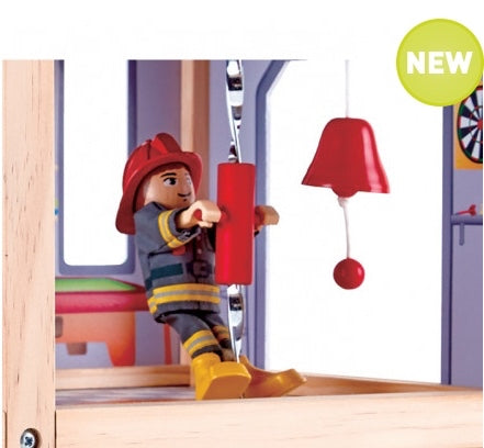 Wooden Fire Station With Fire Truck and Accessories