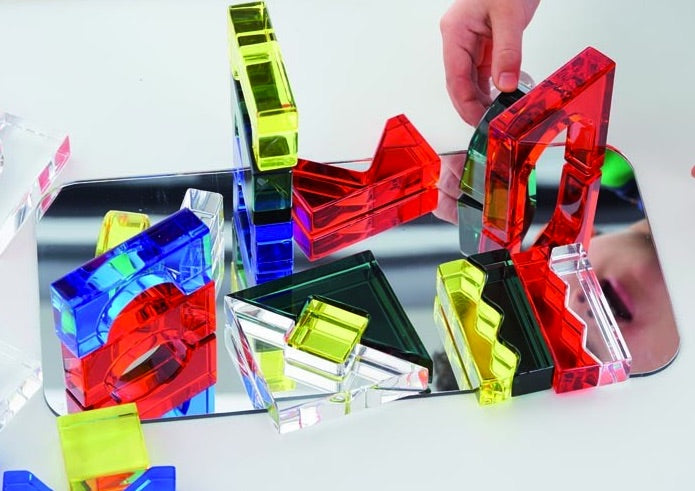 Acrylic Building Blocks With Mirror and Work Cards 41pcs