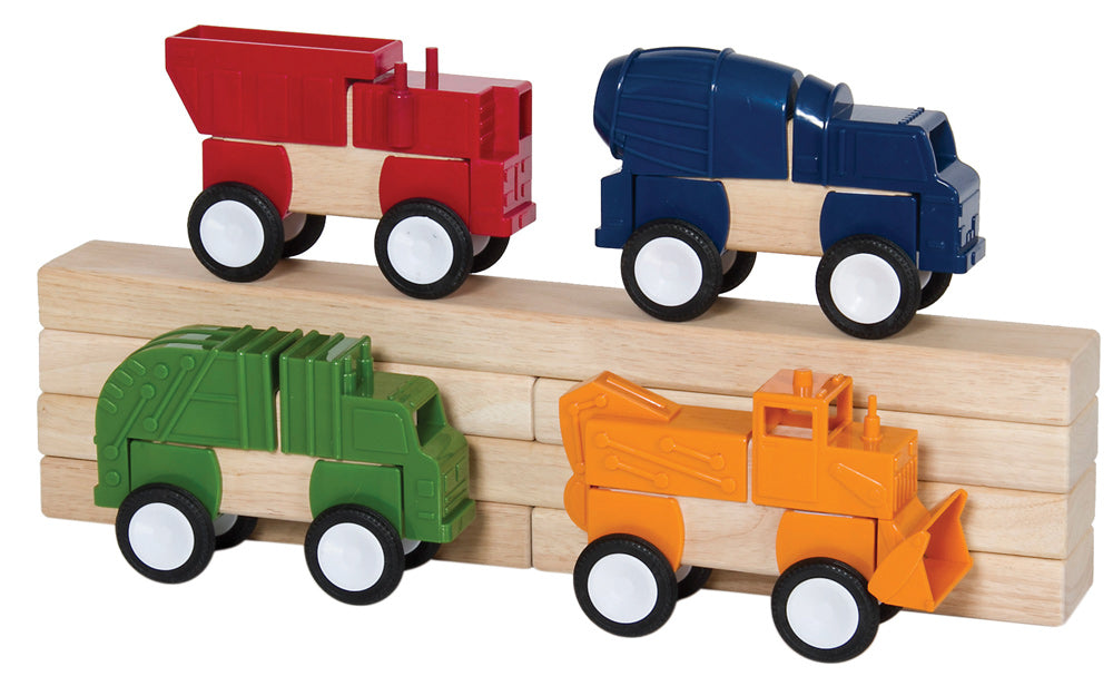 Block Mates Construction Vehicles 16pcs