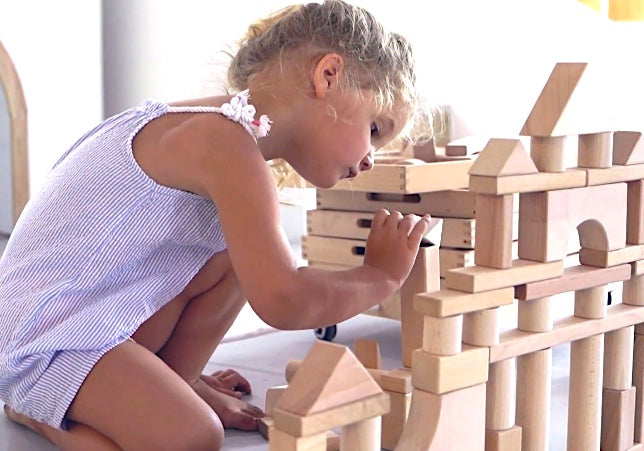 Solid Beech Timber Architecture Blocks 6 Trays 158pcs