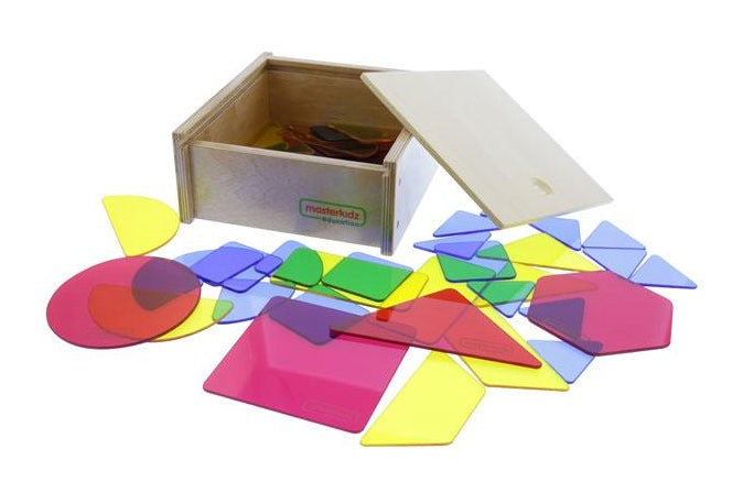 Translucent Geo Shapes in Wooden Box 51pcs