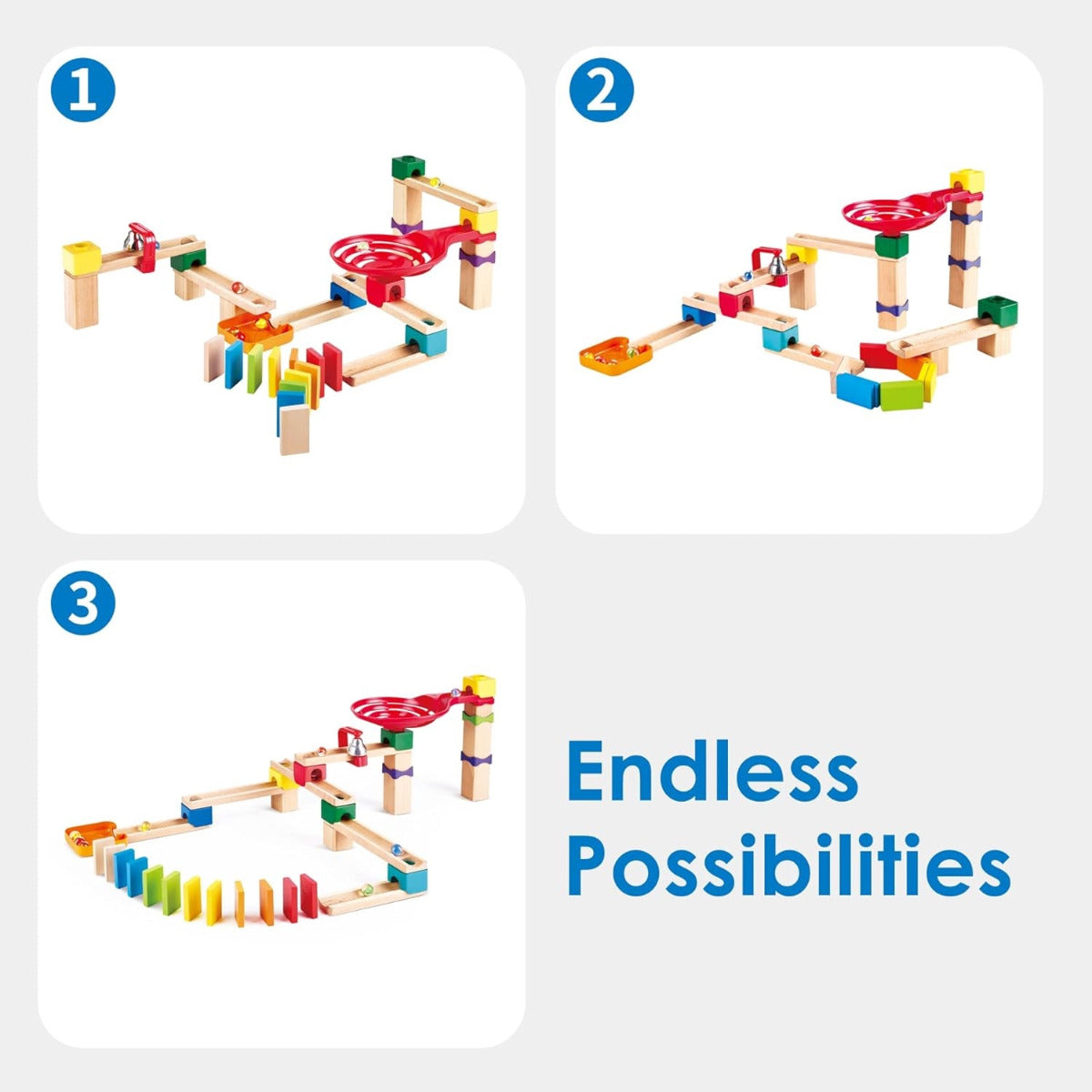Cascading Dominoes and Marble Run – 50 Piece STEM Set (Ages 4+)