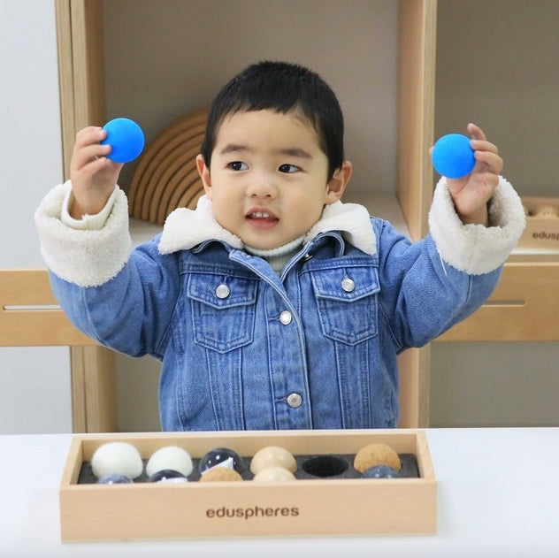 Tactile Spheres Set in Wooden Box