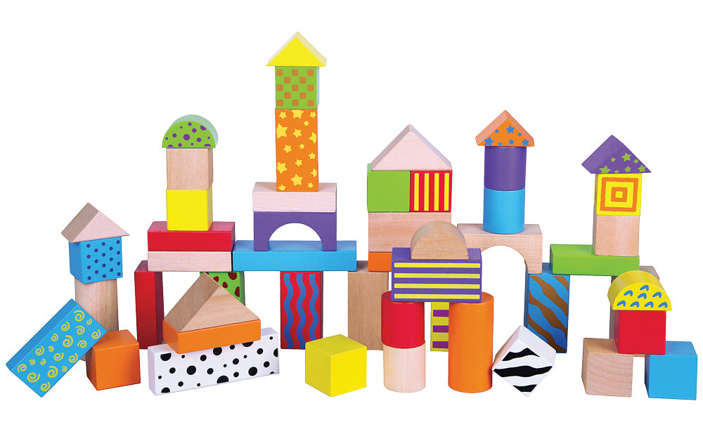 Wooden Pattern Building Blocks 50pcs
