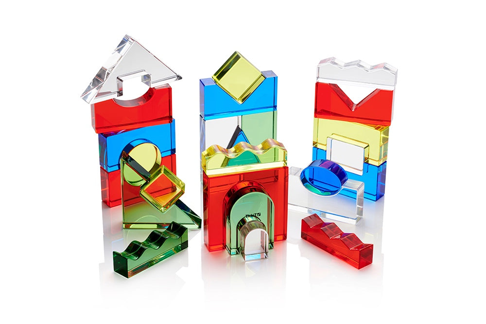 Acrylic Building Blocks With Mirror and Work Cards 41pcs