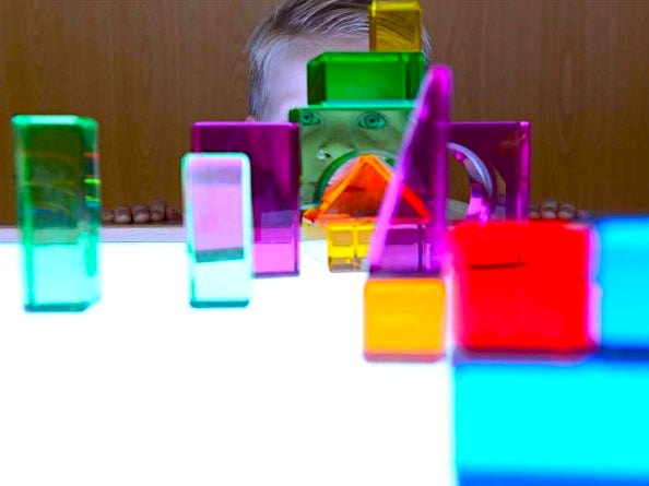 Acrylic Building Blocks in Wooden Storage Box 30pcs