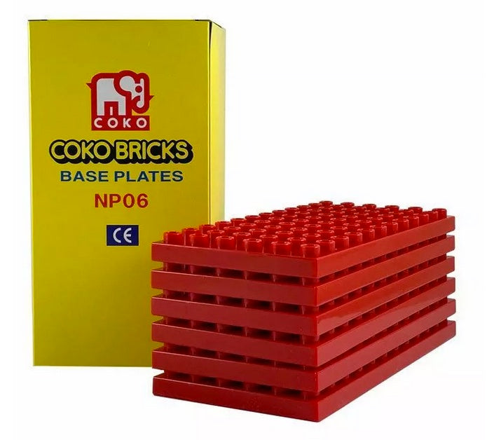 Coko Half Base Boards for Nursery Bricks and Alpha-Numeric Bricks 16cm x 8cm 6pcs