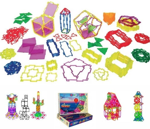Geoshapes & Mini Geofix Set with Connectors – 224pcs for Classroom Learning
