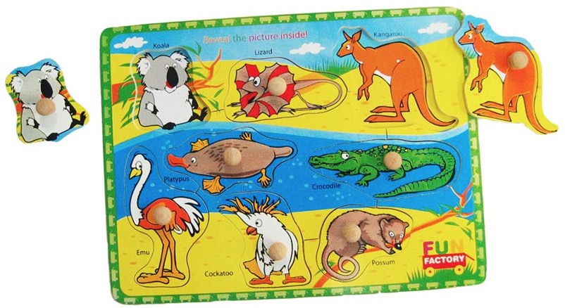 Aussie Animals Knobbed Reveal Puzzle 8pcs