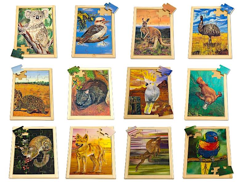Large Aussie Animals Puzzles and Posters Set of 24