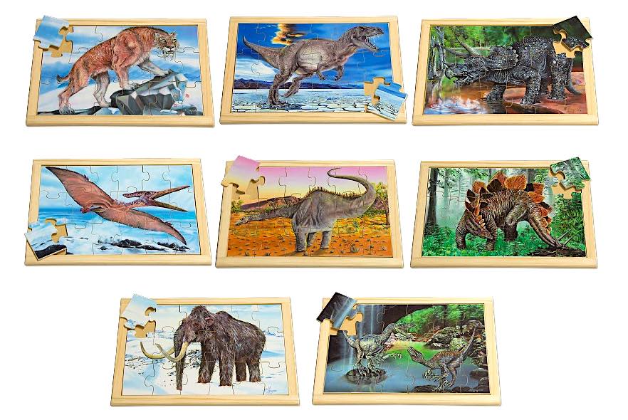 Large Prehistoric Animals Puzzles and Posters Set of 16