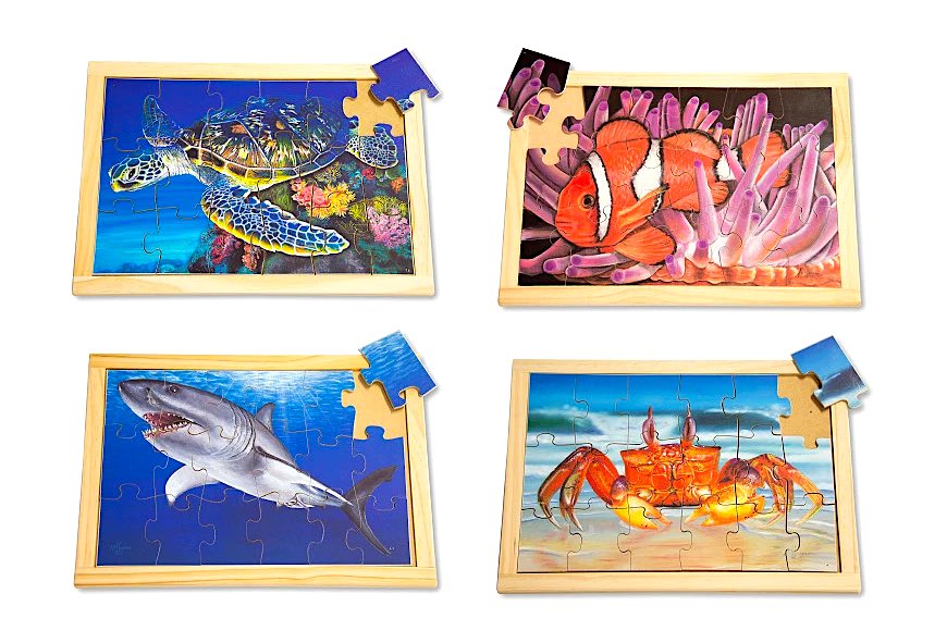 Large Sea Creatures Puzzles and Posters Set 8pcs