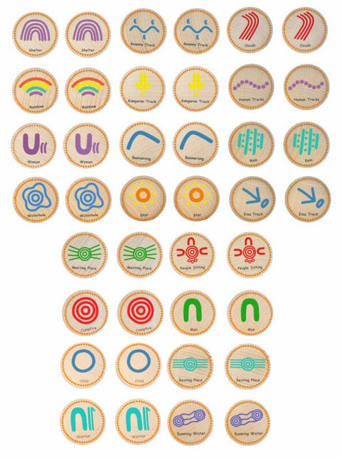 Indigenous Symbols Matching Discs – Educational Game 40pcs