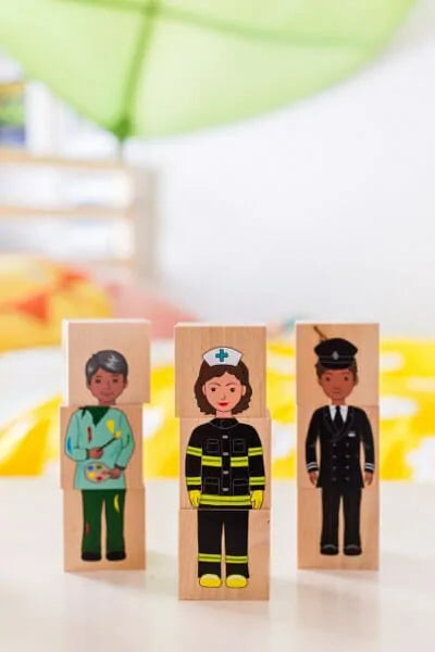 Mix ’n’ Match Career Blocks – 12pc Wooden Set of Community Occupations