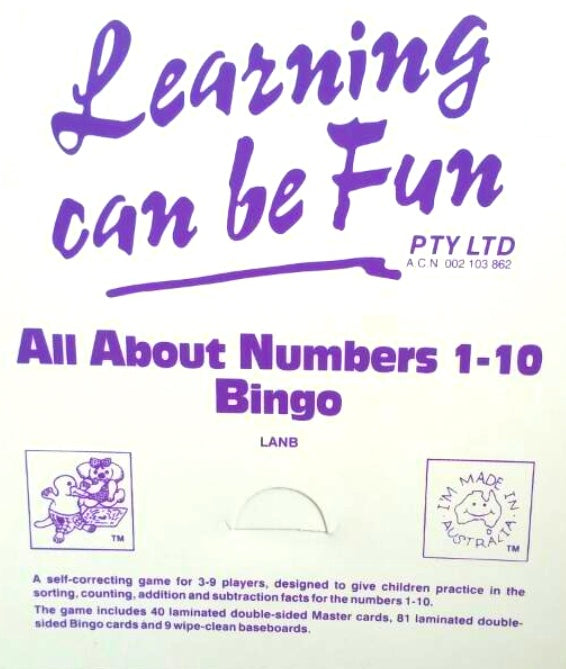 All About Numbers 1-10 Bingo