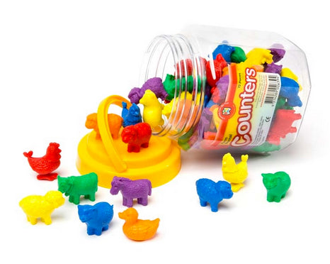 Farm Animal Counters in Jar 72pcs